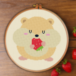 Hamster Eating Strawberry Cross Stitch Pattern