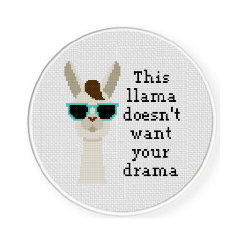This Llama Doesn't Want Your Drama Cross Stitch Pattern - Image 2