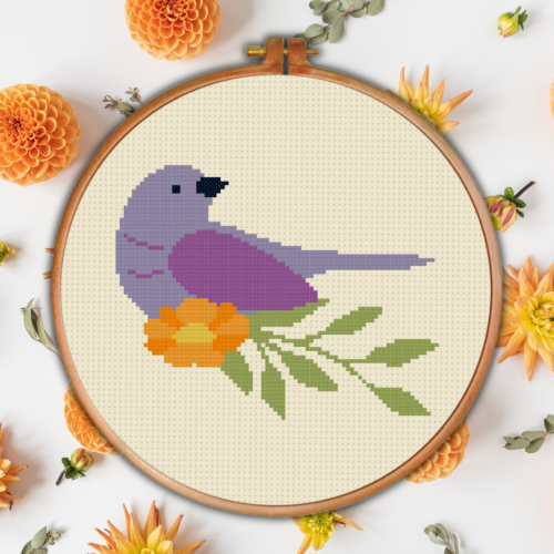Floral Bird Cross Stitch Pattern