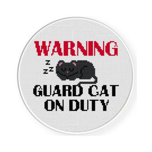 Warning! Guard Cat On Duty Cross Stitch Pattern - Image 2