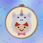 Kid In Unicorn Beanie Cross Stitch Pattern