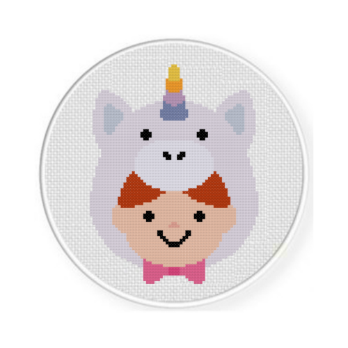 Kid In Unicorn Beanie Cross Stitch Pattern - Image 2