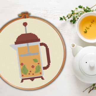 Tea Press Cross Stitch Pattern