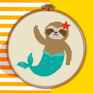 Mermaid Sloth Cross Stitch Pattern