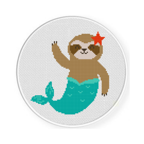 Mermaid Sloth Cross Stitch Pattern - Image 2