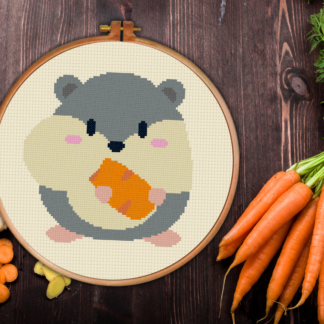 Hamster Eating Carrot Cross Stitch Pattern