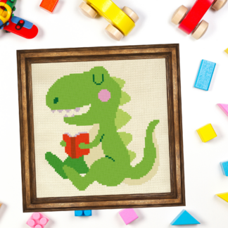 Reading T-Rex Cross Stitch Pattern