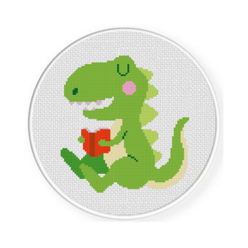 Reading T-Rex Cross Stitch Pattern - Image 2