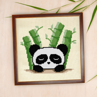 Panda with Bamboo Cross Stitch Pattern