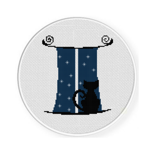 Starry Night Cat Cross Stitch Pattern - Image 2
