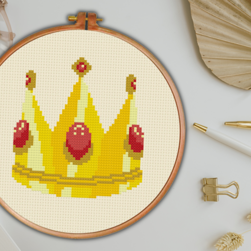 Golden Crown Cross Stitch Pattern