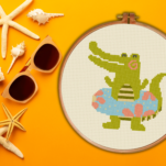 Croco Swim Time Cross Stitch Pattern