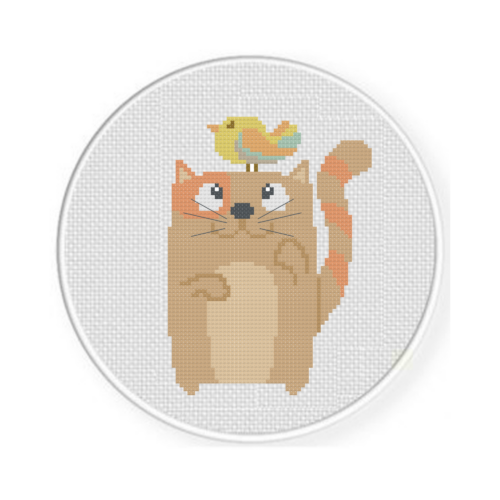 Cat and Bird Cross Stitch Pattern - Image 2