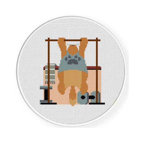 Cat Working Out Cross Stitch Pattern - Image 2