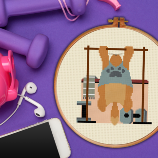 Cat Working Out Cross Stitch Pattern