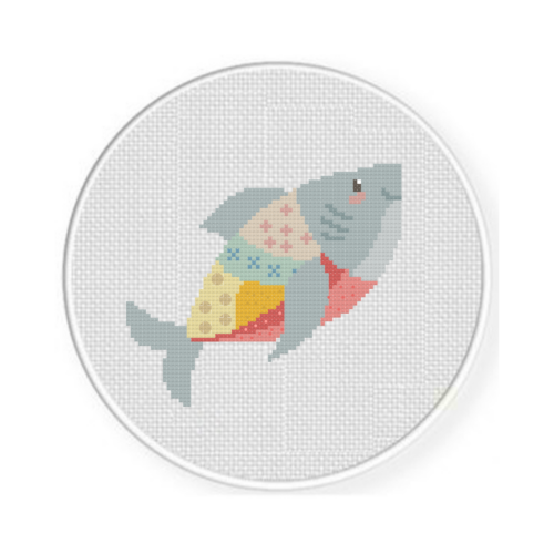 Patterned Shark Cross Stitch Pattern - Image 2