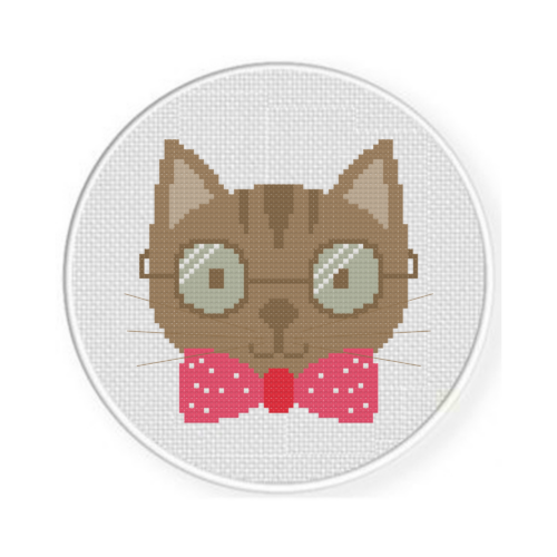 Brown Cat Bow Tie Cross Stitch Pattern - Image 2