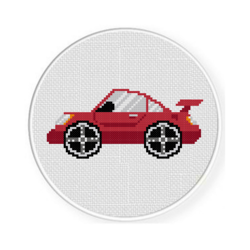 Red Sports Car Cross Stitch Pattern - Image 2