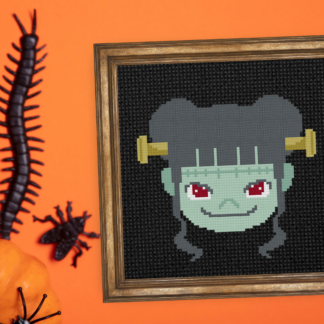 Franken Girl Head Cross Stitch Pattern