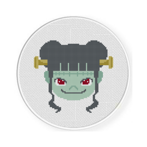 Franken Girl Head Cross Stitch Pattern - Image 2