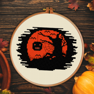 Creepy Pumpkin Tree Cross Stitch Pattern