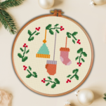 Winter Outfit Wreath Cross Stitch Pattern