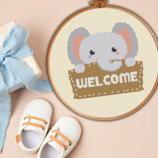Elephant Welcome Cross Stitch Pattern