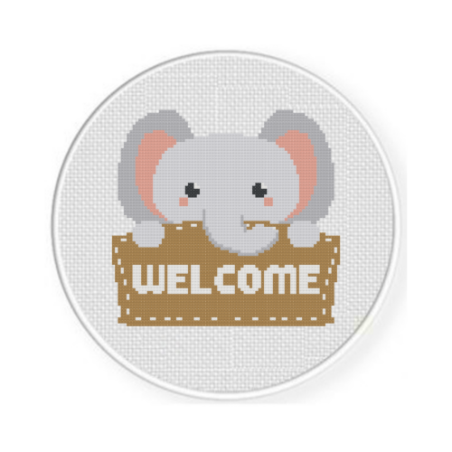Elephant Welcome Cross Stitch Pattern - Image 2