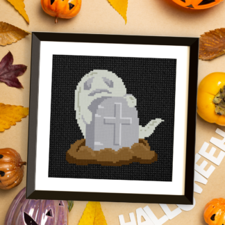 Ghost On The Tombstone Cross Stitch Pattern