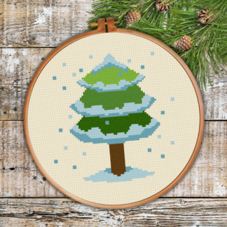 Snowy Tree Cross Stitch Pattern