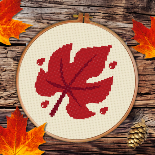 Red Leaf Cross Stitch Pattern