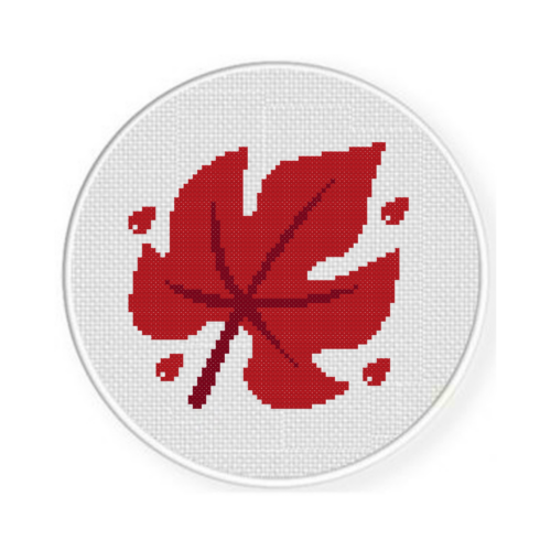 Red Leaf Cross Stitch Pattern - Image 2