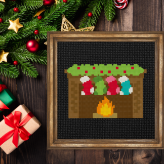 Stockings On Fireplace Cross Stitch Pattern