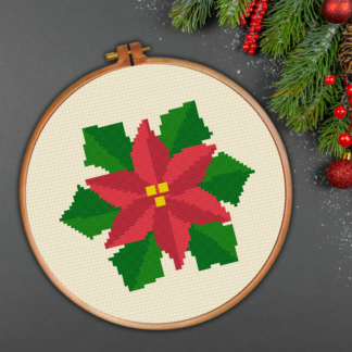 Poinsettia Flower Cross Stitch Pattern