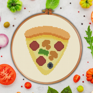 Yummy Pizza Slice Cross Stitch Pattern
