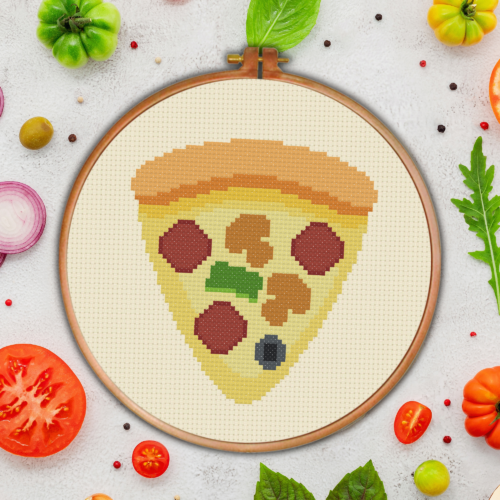 Yummy Pizza Slice Cross Stitch Pattern