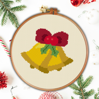 Gold Christmas Bells Cross Stitch Pattern