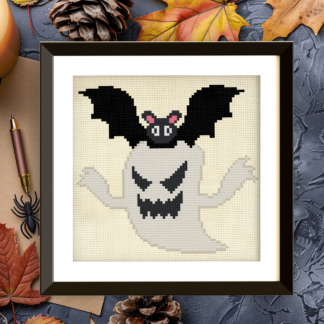 Scary Ghost Bat Cross Stitch Pattern