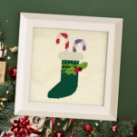 Green Christmas Stocking Cross Stitch Pattern
