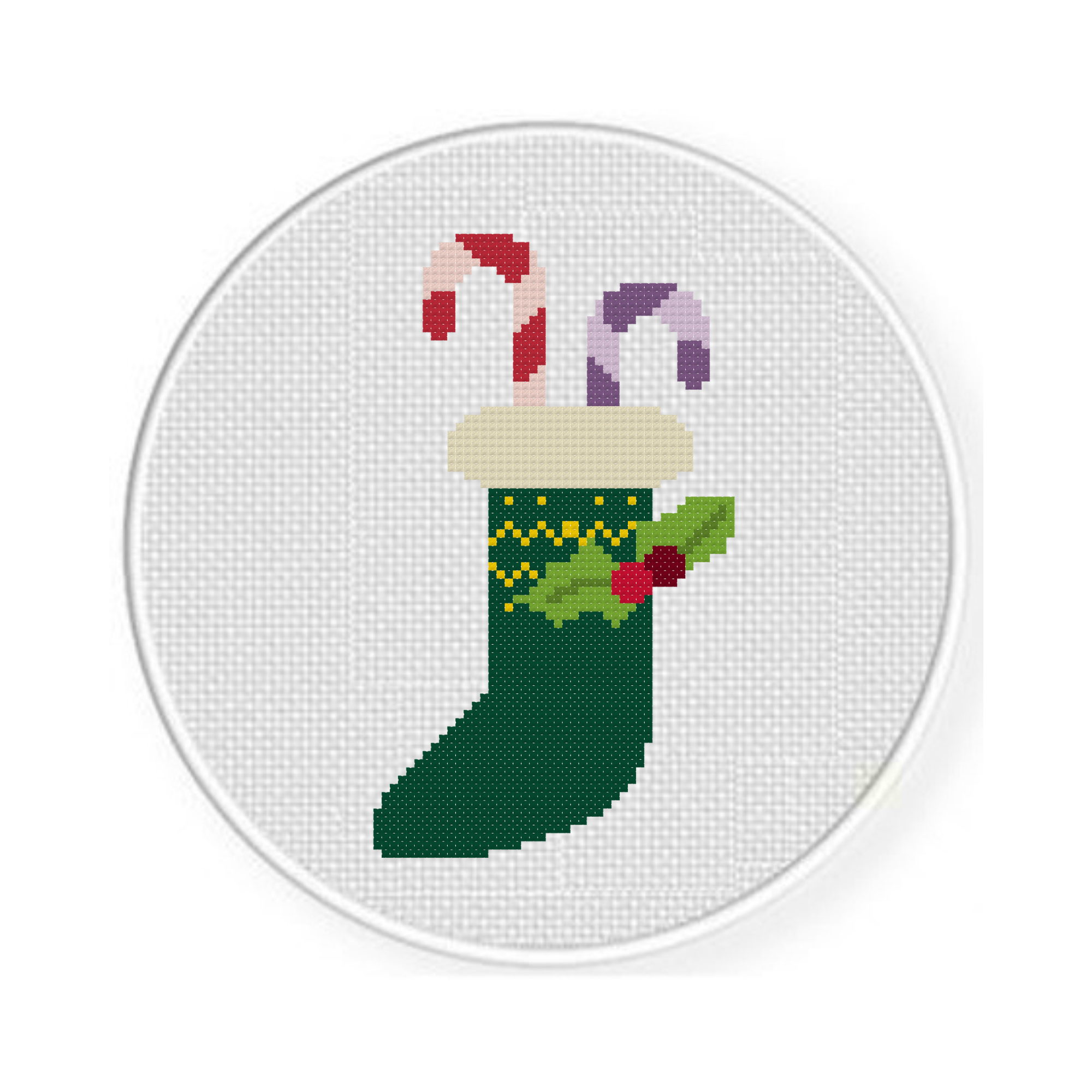 Green Christmas Stocking Cross Stitch Pattern - Image 2