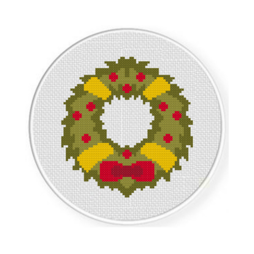 Christmas Green Wreath Cross Stitch Pattern - Image 2