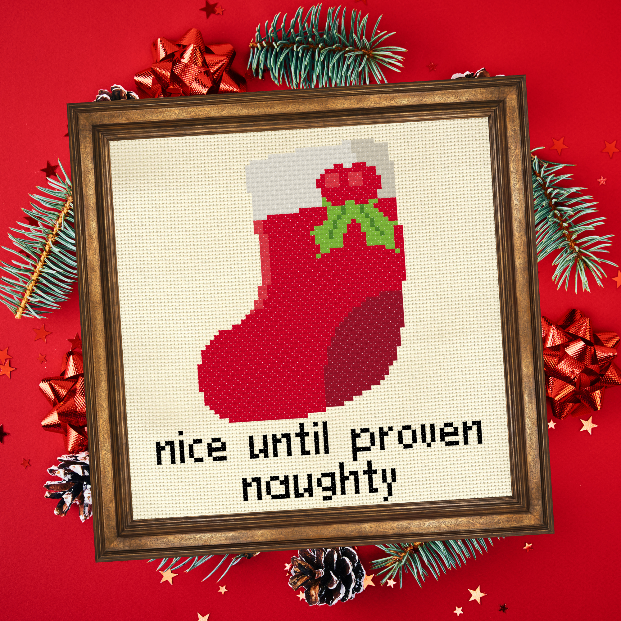 Nice Until Proven Naughty Cross Stitch Pattern