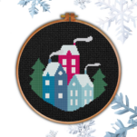 Winter Houses Cross Stitch Pattern