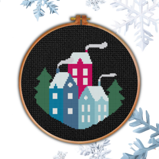 Winter Houses Cross Stitch Pattern
