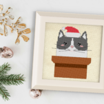 Christmas Cat Pot Cross Stitch Pattern