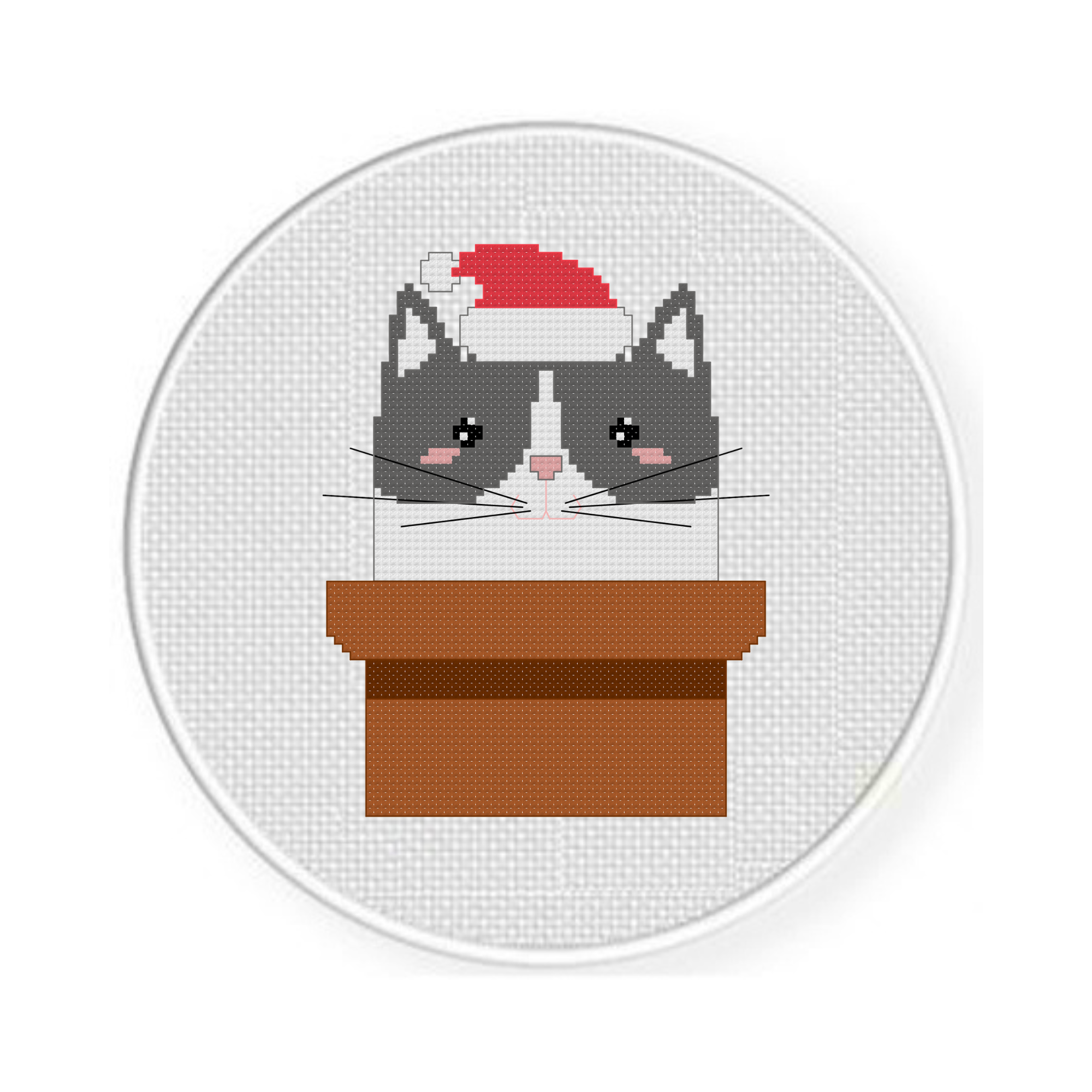 Christmas Cat Pot Cross Stitch Pattern - Image 2