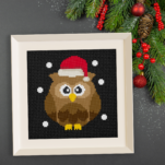 Owl Wearing Santa Hat Cross Stitch Pattern