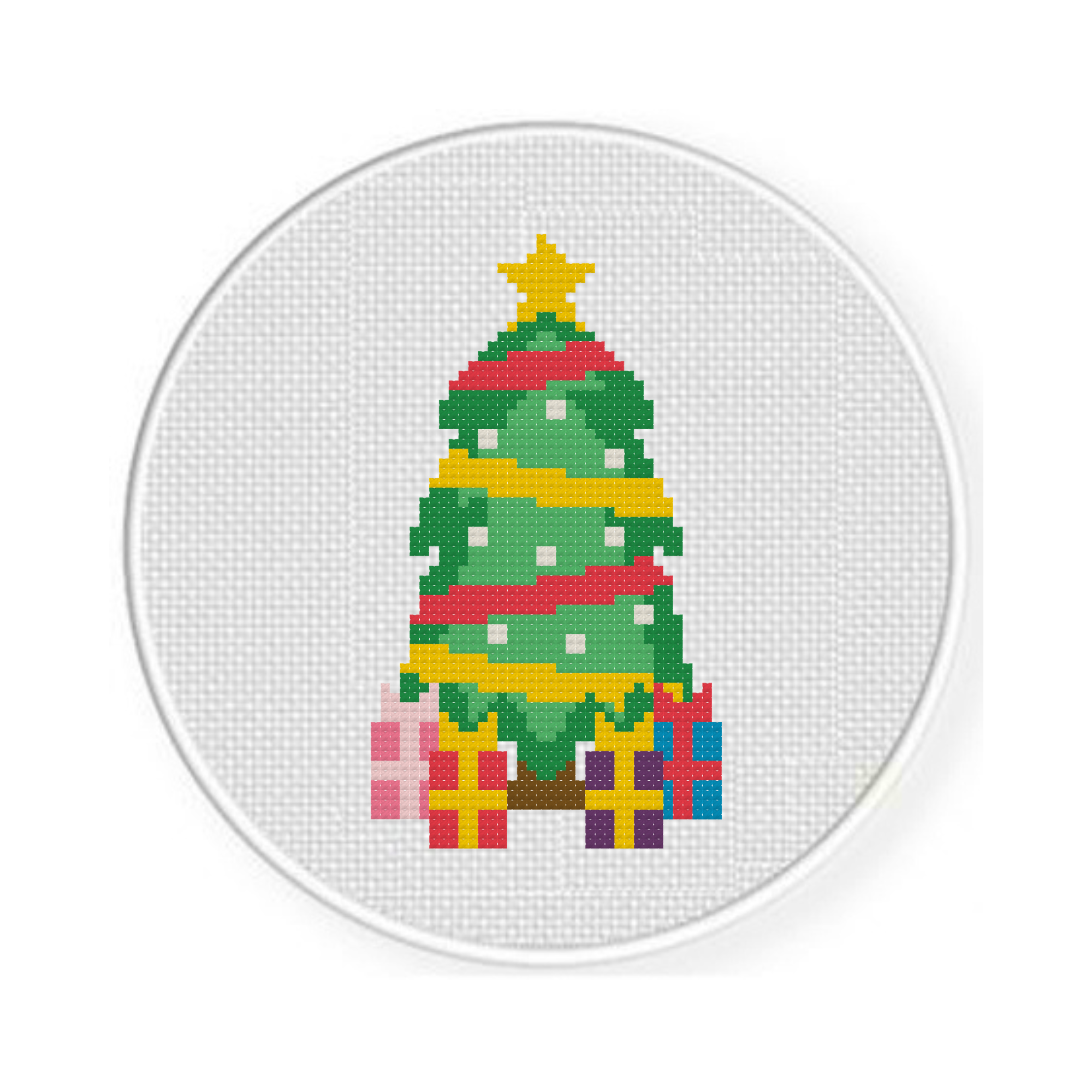Christmas Tree With Gifts Cross Stitch Pattern - Image 2