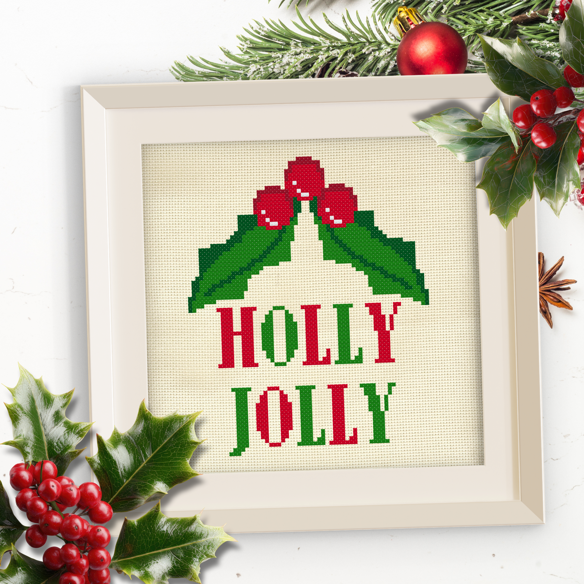 Holly Jolly Cross Stitch Pattern