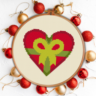 Heart Shaped Gift Cross Stitch Pattern